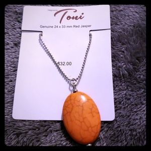 Toni Genuine Red Jasper Pendant Necklace 20" Chain